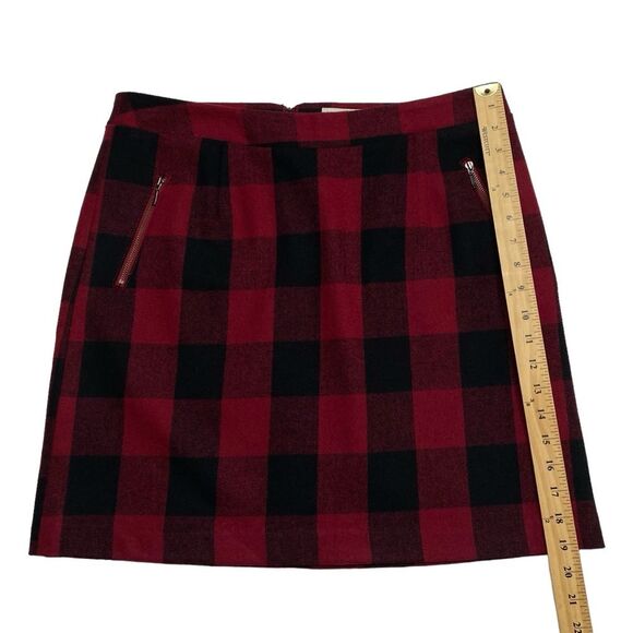 Bob Timberlake Red Buffalo Plaid Wool Blend Zipper Accents Skirt Lined Sz 12 - Picture 8 of 12